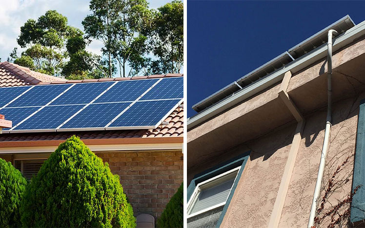 Solar panels and conduit on roof