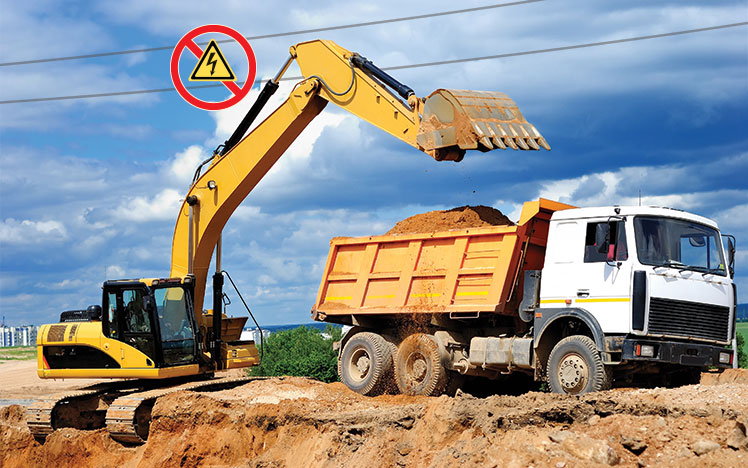 Excavator loading dump truck