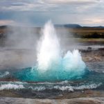 Geyser sending up hot water and steam